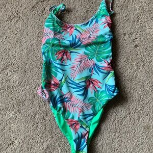 Hurley Tropical Leaf One-Piece Women’s Swimsuit - Aqua, Pink, Green